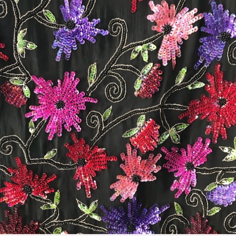 Vintage Bead & Sequined Floral Top M - Picture 4 of 5